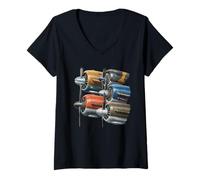 Femme WW2 Fighter Planes Tshirt B-17 P51 Mustang F4U Corsair T-Shirt avec Col en V