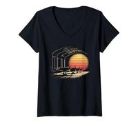 Femme WW2 Fighter Planes Tshirt B-17 P51 Mustang F4U Corsair T-Shirt avec Col en V