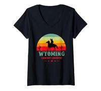 Femme Wyoming Le Pays de Cowboy dans l'Ouest américain pour Wyoming T-Shirt avec Col en V