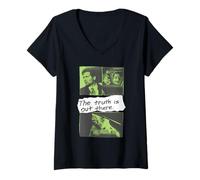 Femme X-Files Front and Back Truth is Out There Alien 90's TV Show T-Shirt avec Col en V