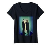 Femme X-Files Gillian Anderson David Duchovny par Michael Grecco T-Shirt avec Col en V