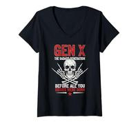 Femme X génération Avant la Naissance de All You Sissie Rock Skull T-Shirt avec Col en V