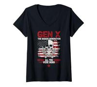 Femme X génération Avant la Naissance de All You Sissie | Skull Rock USA T-Shirt avec Col en V