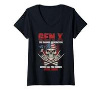 Femme X génération Avant la Naissance de All You Sissie Skull USA Rock T-Shirt avec Col en V