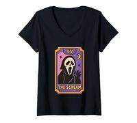 Femme XV The Scream Carte de Tarot fantôme T-Shirt avec Col en V