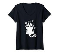 Femme Y2K 90s Chat Tomcat effrayé, Laissant des Marques de griffures T-Shirt avec Col en V
