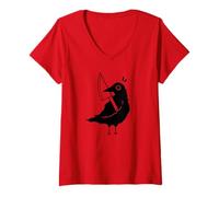 Femme Y2K 90s Corbeau foncé avec Couteau T-Shirt avec Col en V