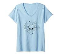 Femme Y2K Accessoires Kawaii Baby Skeleton Face for Gothic Girls T-Shirt avec Col en V