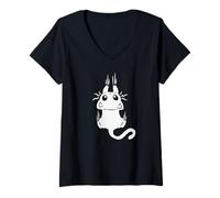 Femme Y2K Chat Tomcat Effrayant des années 90 Laissant des Marques de Rayures T-Shirt avec Col en V