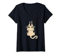 Femme Y2K Chat Tomcat Effrayant des années 90 Laissant des Marques de Rayures T-Shirt avec Col en V