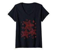 Femme Y2K Star Trio des années 90 Starry Sky T-Shirt avec Col en V