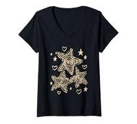 Femme Y2K Star Trio des années 90 Starry Sky T-Shirt avec Col en V