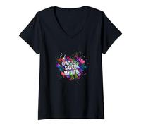 Femme YaHuSHua Jésus a sauvé ma vie paléo hébreu T-Shirt avec Col en V