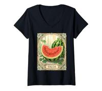 Femme Yalda Pastèque Chelle Fruits de Nuit T-Shirt avec Col en V