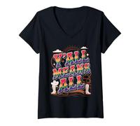 Femme Y'all Means All, Rainbow Country Pride Cowboy Thème T-Shirt avec Col en V