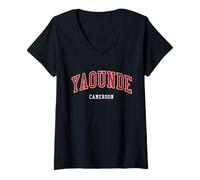 Femme Yaoundé Cameroun College University Style T-Shirt avec Col en V