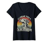 Femme Yawn Catahoula Leopard Je t'entends, Je n'écoute Pas Le Coucher du Soleil T-Shirt avec Col en V