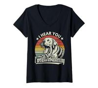 Femme Yawn Labrador Retriever Je t'entends, je n'écoute pas de rétro T-Shirt avec Col en V