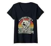 Femme Yawn West Highland White Terrier, j'ai entendu que tu n'écoutes pas T-Shirt avec Col en V