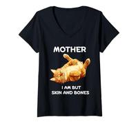 Femme Yellow Cat | Mother I Am But Skin and Bones T-Shirt avec Col en V