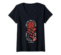Femme Yellowstone Beth Dutton Rose rouge T-Shirt avec Col en V