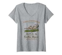 Femme Yellowstone Protect The Land Dutton Ranch Montana Landscape T-Shirt avec Col en V