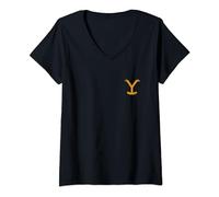 Femme Yellowstone Y Symbol Front Left Chest T-Shirt avec Col en V