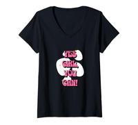 Femme Yes Girl, You Can! | Positive Affirmations Pink pour les femmes T-Shirt avec Col en V