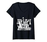 Femme Yes I Play Like a Girl Funny Girls Volleyball T-Shirt avec Col en V