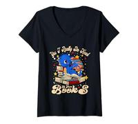 Femme Yes I Really Do Need All These Books Nerds Dragon Book Lover T-Shirt avec Col en V