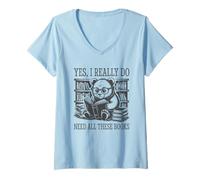 Femme Yes I Really Do Need All These Books T-Shirt avec Col en V