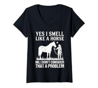 Femme Yes I Smell Like A Horse Funny Horses T-Shirt avec Col en V