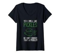 Femme Yes I Smell Like Pickles Concombres Concombre Légumes Pickl T-Shirt avec Col en V