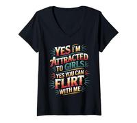 Femme Yes I'm Attracted to Girls Yes You Can Flirt with Me - T-Shirt avec Col en V