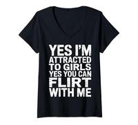 Femme Yes I'm Attracted to Girls Yes You Can Flirt with Me - T-Shirt avec Col en V