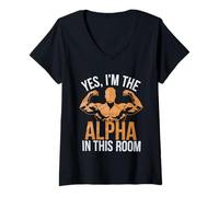 Femme Yes, I'm The Alpha in This Room | |- T-Shirt avec Col en V