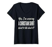 Femme Yes I'm Wearing A Christian Shirt for Men T-Shirt avec Col en V