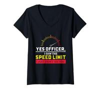 Femme Yes Officer I Saw The Speed Limit Humour Mécanicien de Voiture T-Shirt avec Col en V