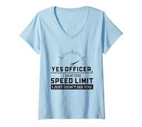 Femme Yes Officer I Saw The Speed Limit Humour Mécanicien de Voiture T-Shirt avec Col en V