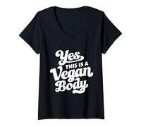 Femme Yes This is A Vegan Body T-Shirt avec Col en V