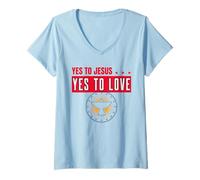 Femme Yes to Jesus Yes to Love (déclaration spirituelle) T-Shirt avec Col en V