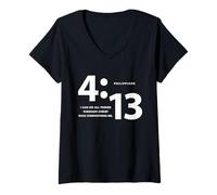 Femme Yes You Can - Philippians 4:13 Verse biblique chrétien T-Shirt avec Col en V