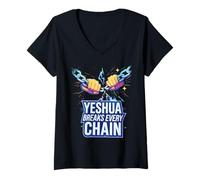 Femme Yeshua Casse Chaque chaîne T-Shirt avec Col en V
