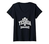Femme Yeshua HaMashiach Jésus le Messie - Chrétien hébreu T-Shirt avec Col en V