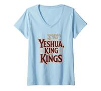 Femme Yeshua Roi des Rois T-Shirt avec Col en V