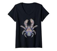 Femme Yeti Crabe Abstrait Ocean Art Marine Life Coloré T-Shirt avec Col en V