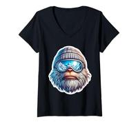 Femme Yeti Ski Abominable Snowman Ski Resort T-Shirt avec Col en V