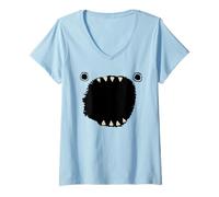 Femme Yeux de créature effrayants et effrayants Mignons Petits Monstres Chasseurs T-Shirt avec Col en V