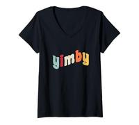 Femme Yimby Activist Pro Housing Yes in My Backyard Transport en commun T-Shirt avec Col en V