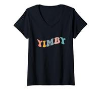 Femme Yimby Activist Yes in My Backyard Pro Housing Transport en commun T-Shirt avec Col en V